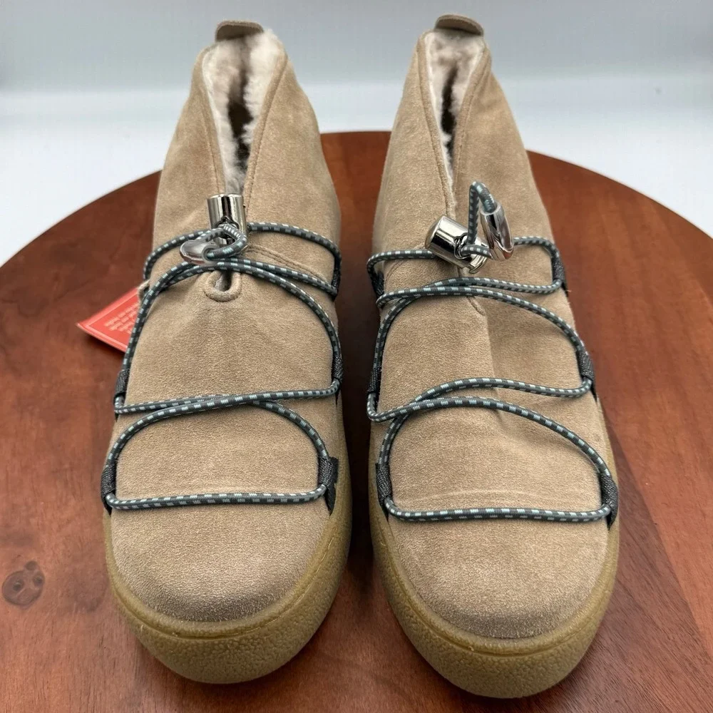 Free People Snowdrop Mico Mukluk Shearling Platform Boots‎ Tan Suede Womens 8